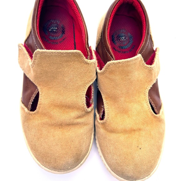 Livie and Luca Boys Hop Camel Tan Canvas & Leather Shoes, Size 1Y - Picture 1 of 3